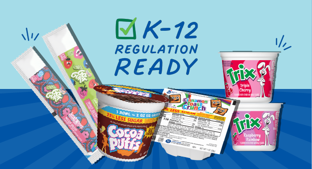 Packages of yogurt and cereal